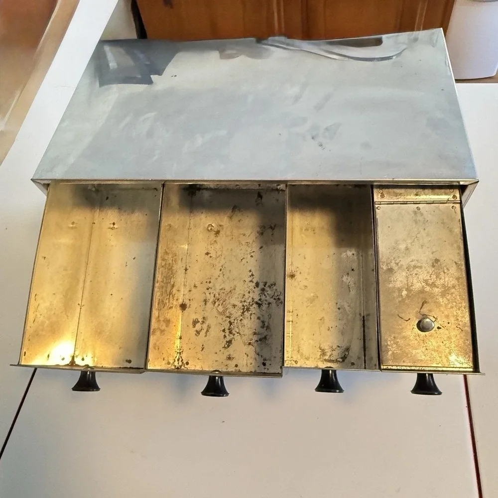 Art Deco Era Krestline Speco Chrome Bread Box Canister MCM Wall Kitchen Storage